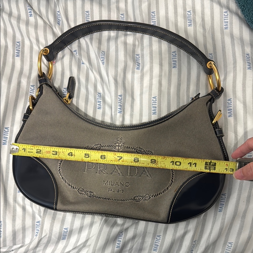 Prada Milano Tan and Black Women's Bag measurements only. Do not buy it